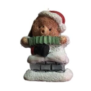 Christmas Bear Ornament with Santa Hat